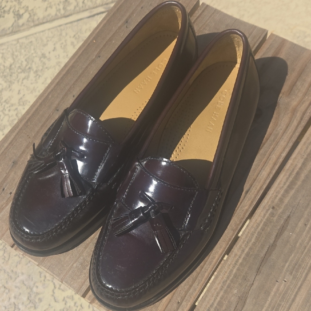 Cole Haan Pinch Grand Tassel Loafers Oxblood Mens Size 8.5 NEARLY NEW